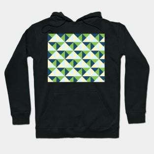 Navy Blue Lime Blue Cream Geometric Triangles Pattern Hoodie